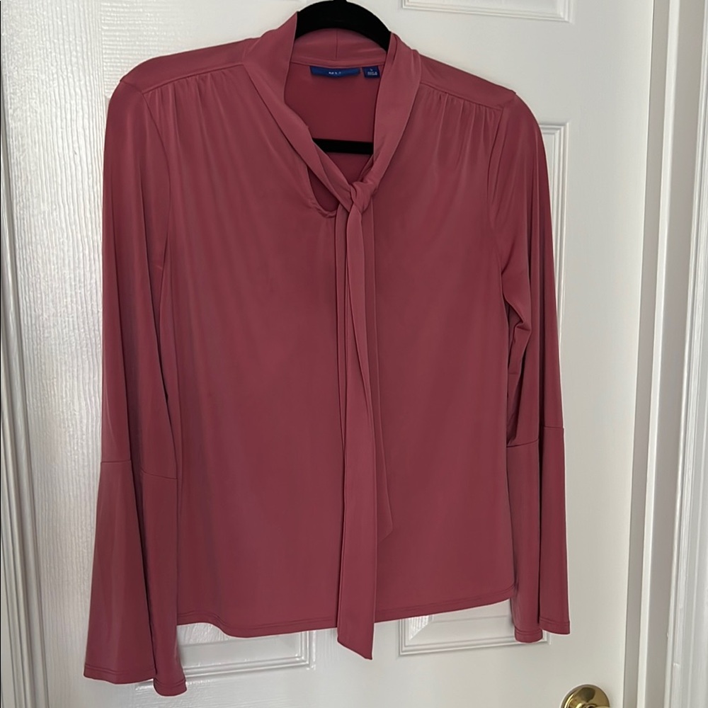 Elegant Pink Blouse with Tie Neck